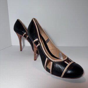 L.A.M.B. size 10, black and tan cut out high heels, pumps, stilettos